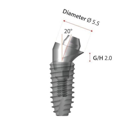 DENTIUM SuperLine Angled Screw Abutment (HEX/NON HEX 20° Angled)